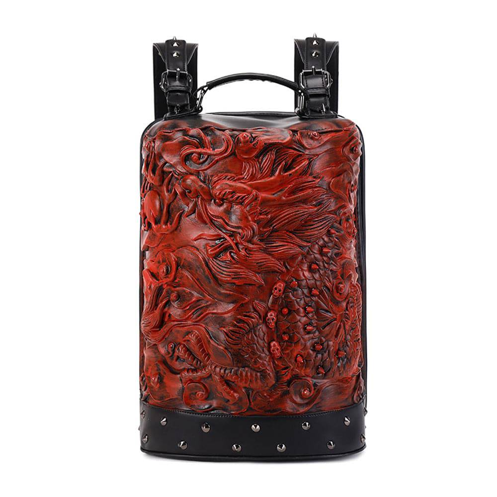 3D Backpack, Fashion 3D Double Hovering Dragon ,Cylinder Backack