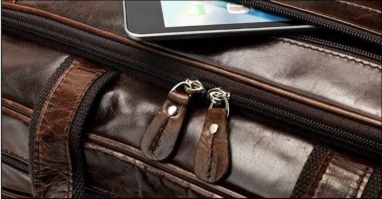 Rossie Viren Vegetable Brown Large Double Zip Briefcase