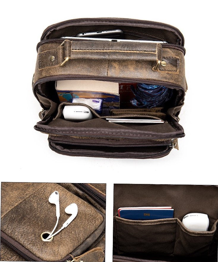 Rossie Viren Vintage Crossbody Bag Two Pockets Front With Grab Handle And Long Shoulder Strap