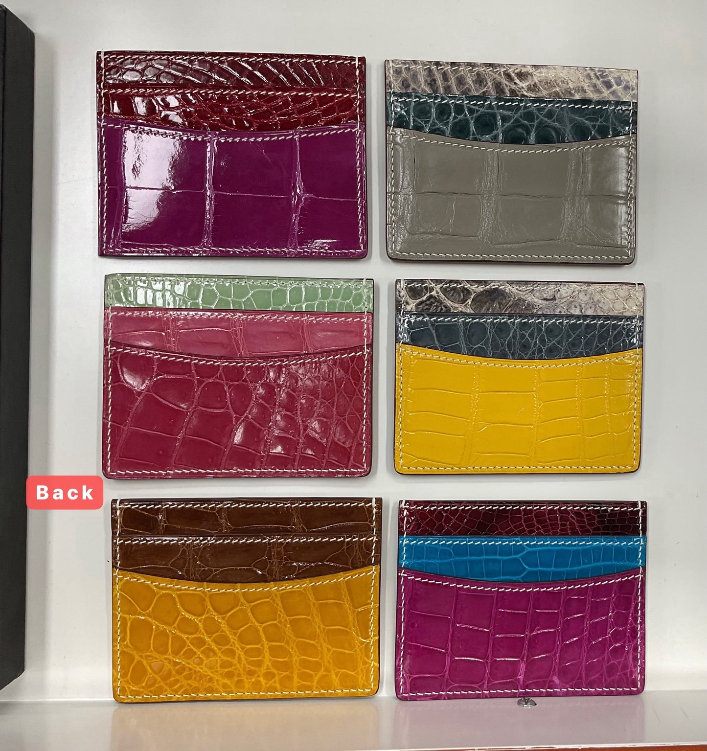 Portasigari in vera pelle di coccodrillo set da 2 pezzi