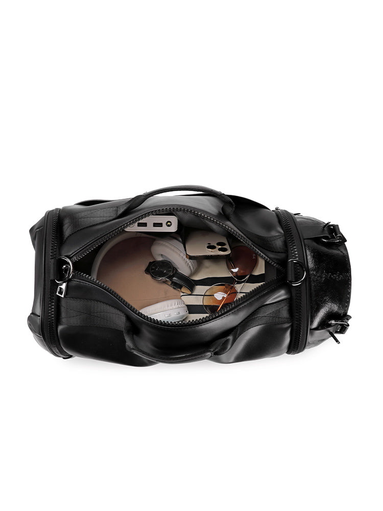 3D Duffel Bag 3D PU Leather Large Studded Skull Travel Duffel Shoulder Bag