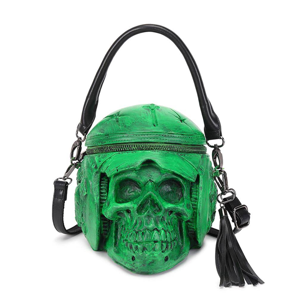 3D Backpack, Fashion 3D Skull With Helmet And Earphone Cross Body Handle Shoulder Bag