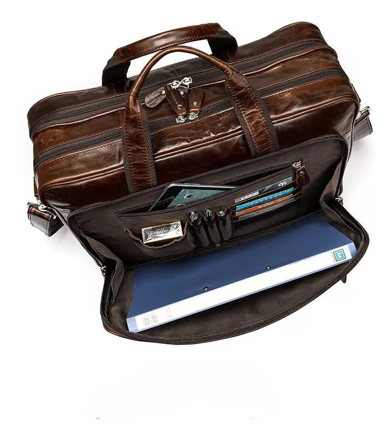 Rossie Viren Vegetable Brown Large Double Zip Briefcase