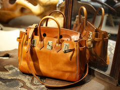 Unisex Genuine Vintage Vegetable Tanned Leather Satchel Flap Buckle Bag