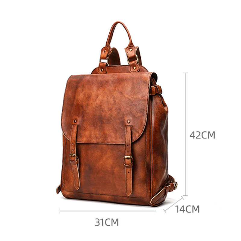 Vegetable Tanning Leather Large Backpack