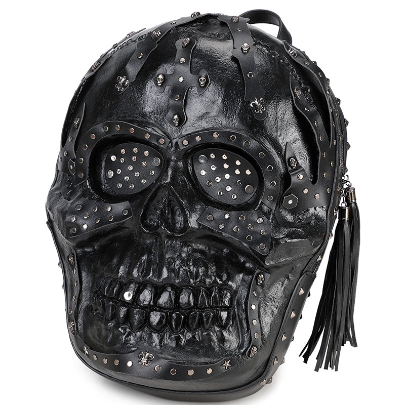 3D Backpack 3D PU Leather Skull Studded Backpack
