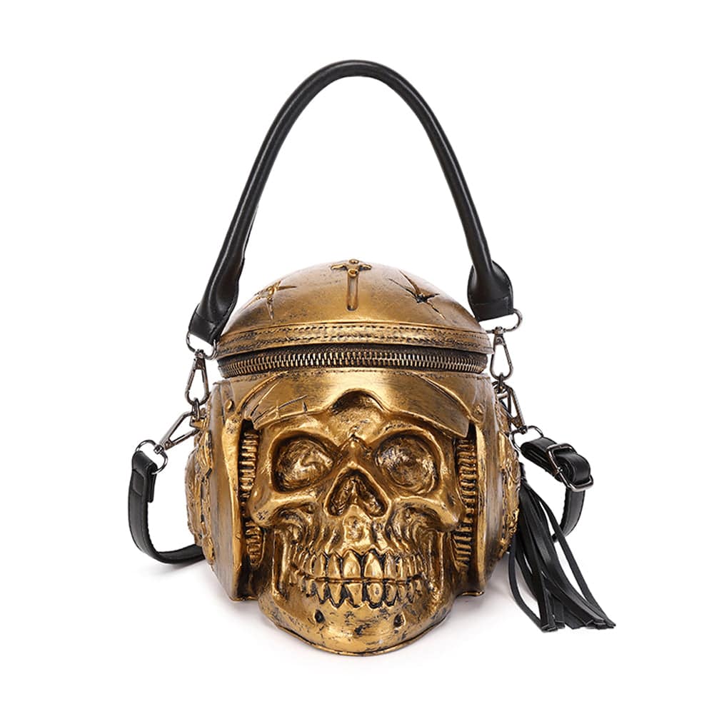 3D Backpack, Fashion 3D Skull With Helmet And Earphone Cross Body Handle Shoulder Bag