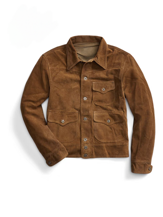 Mens Jackets , Leather Jacket, Vintage Brown Suede Leather Jacket