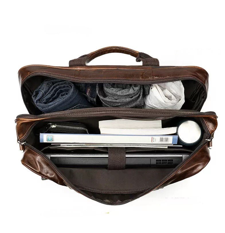 Rossie Viren Vegetable Brown Large Double Zip Briefcase