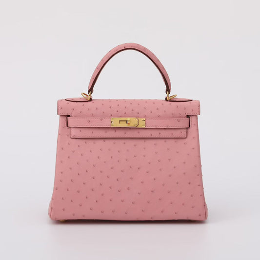 Genuine Ostrich Skin Leather Flap Tote  Bags