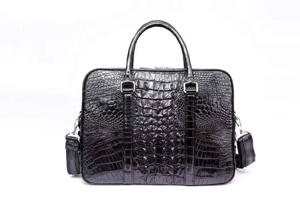 Black Travel Lap top Briefcase Genuine Crocodile Leather