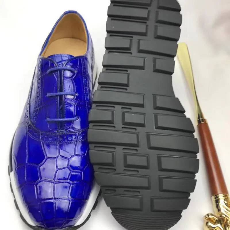 Preorder Blue Casual Crocodile Shoes,  Slip On Crocodile Sneakers