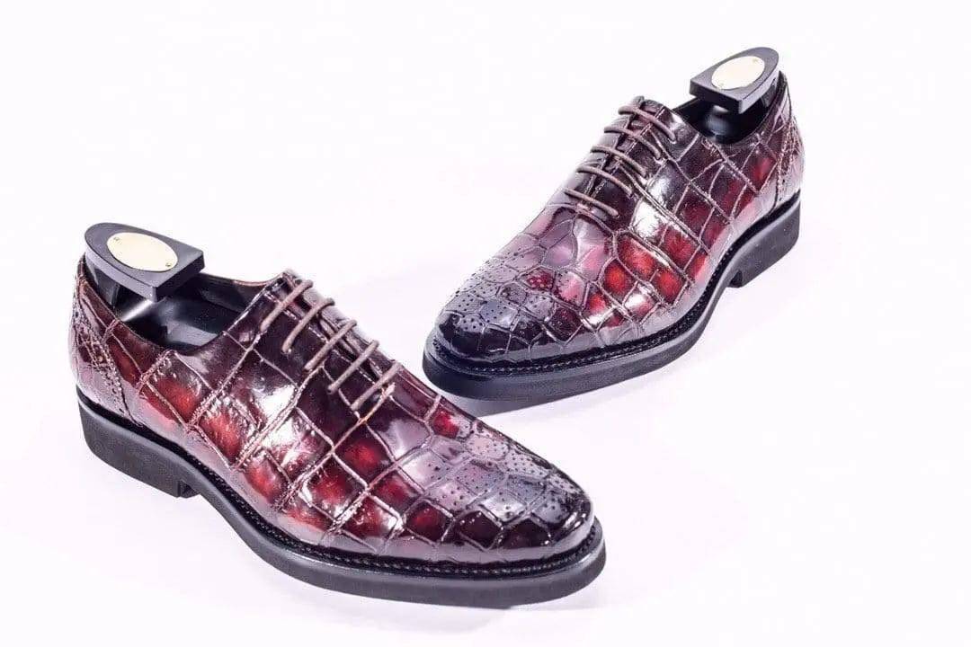 Crocodile Shoes Brouge Shoes ,Crocodile Leather Lace-Up Shoes