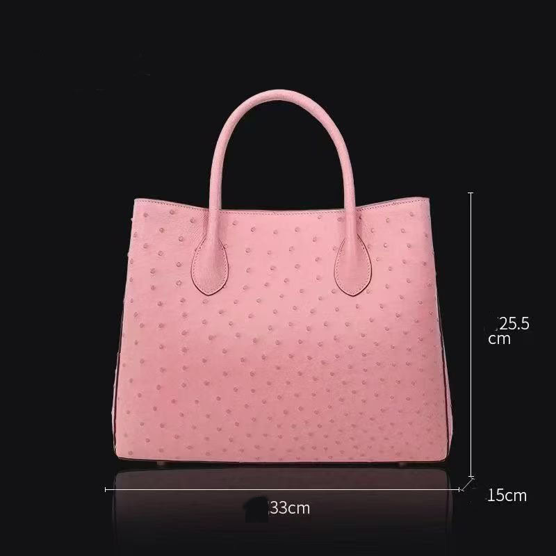 Women's Genuine Ostrich Leather Top Handle Satchel Handbag Shoulder Bag Tote Purse Messenger Bags 33cm