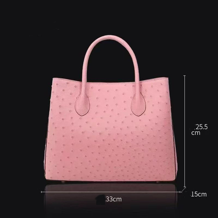 Women's Genuine Ostrich Leather Top Handle Satchel Handbag Shoulder Bag Tote Purse Messenger Bags 33cm