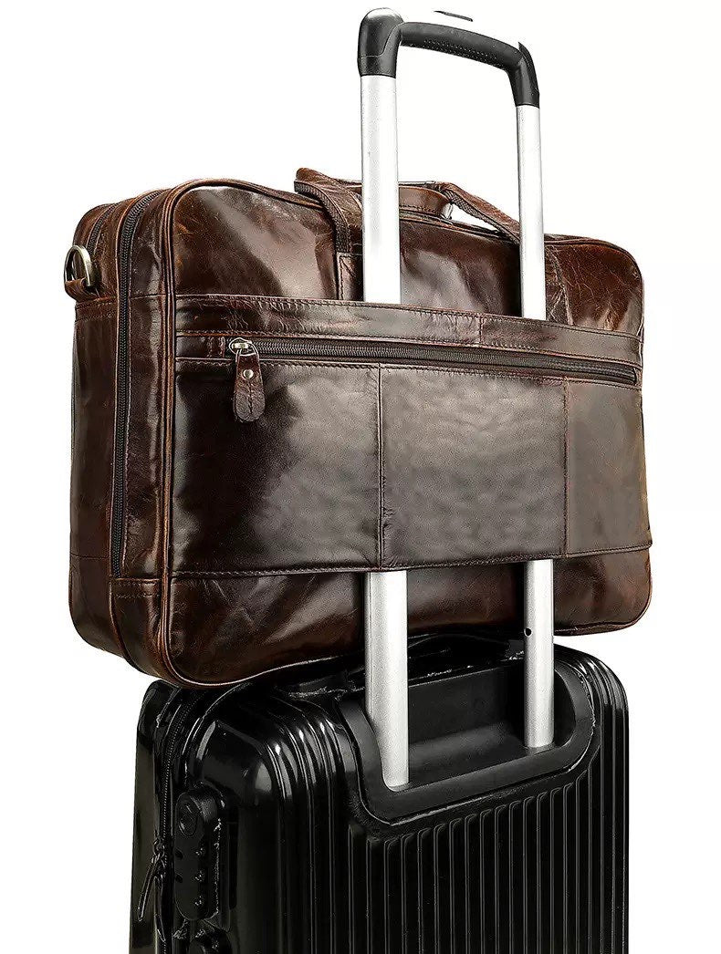 Rossie Viren Vegetable Brown Large Double Zip Briefcase