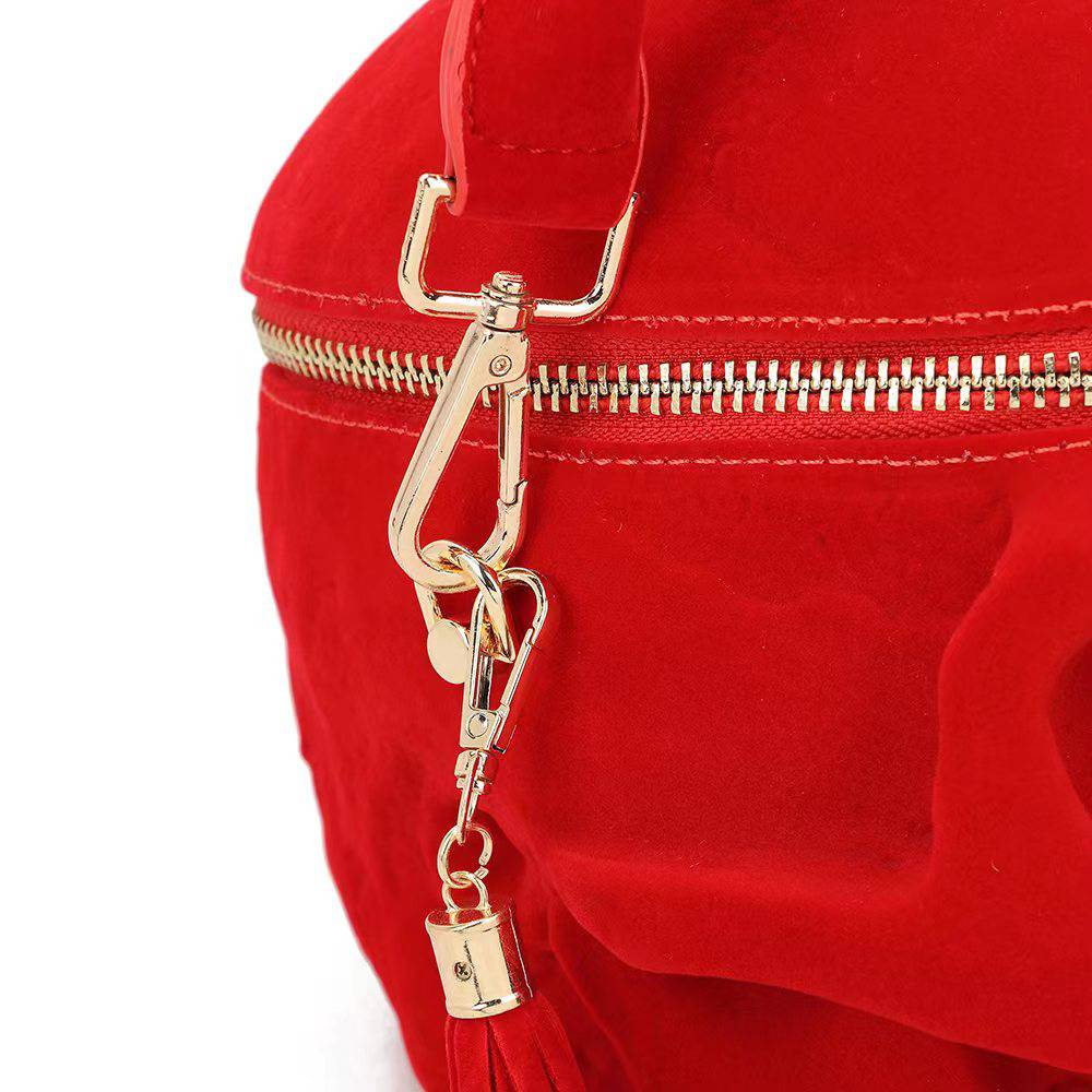 Unisex 3D Bags Red Suede Skull Cross Body Shoulder Bag Mini Handle Handbags