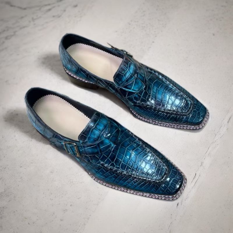 Crocodile Leather Vintage Crocodile Leather Norwegian Sewn Side Buckle Dress Shoes