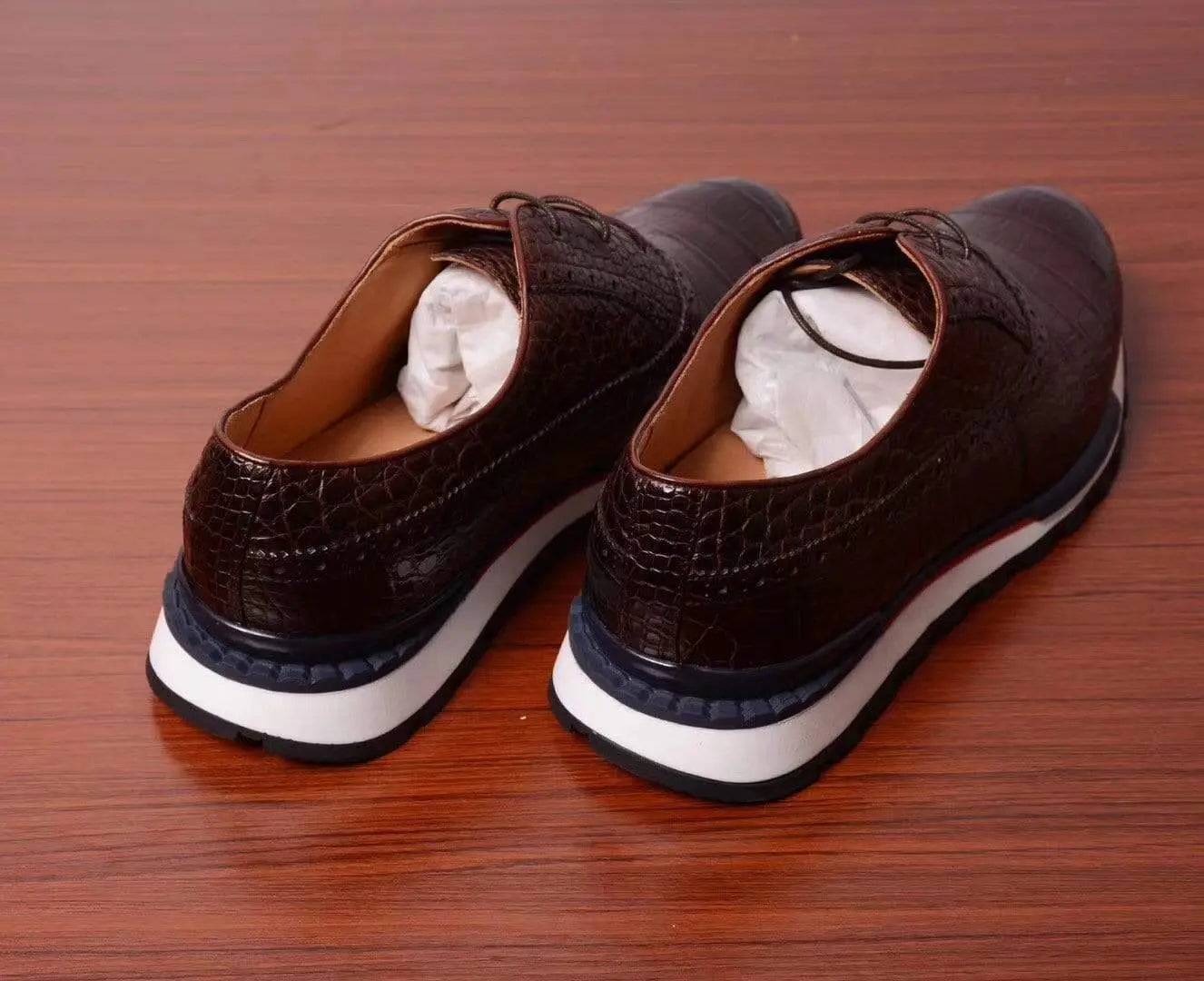 Preorder  Casual Crocodile Shoes, Slip On Crocodile Sneakers Brown