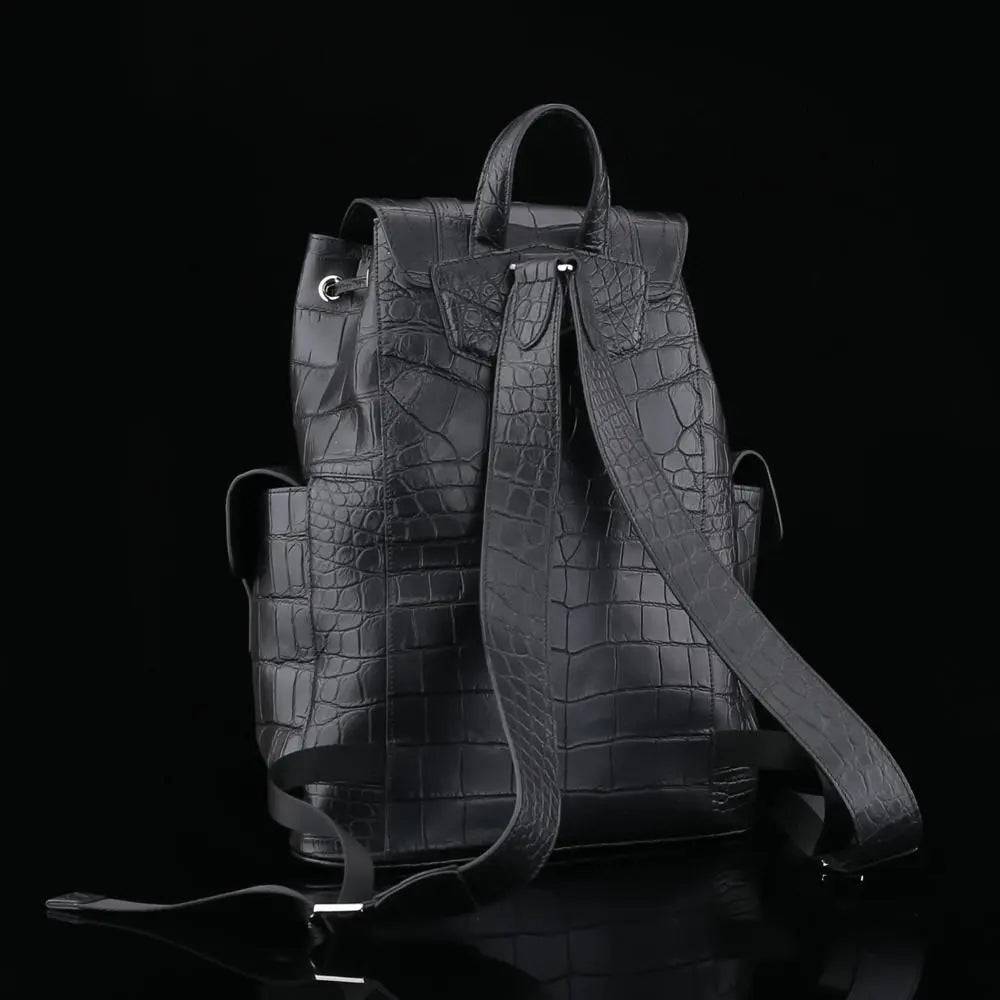 Crocodile Leather Backpack Black