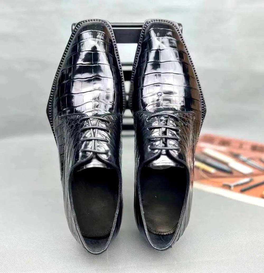 Crocodile Shoes Crocodile Shoes, Crocodile Leather Business Formal Lace Up Dress Shoes Black