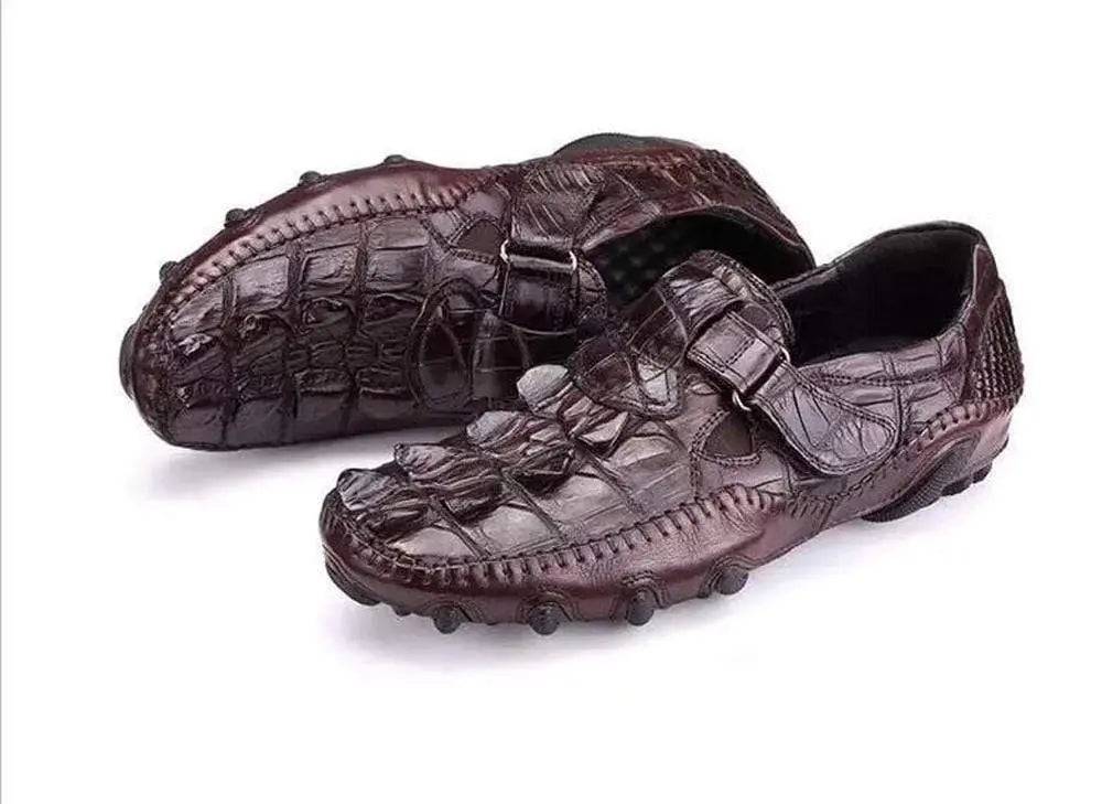 Crocodile Shoes Crocodile Leather Loafers Casual Driving Shoes Brown