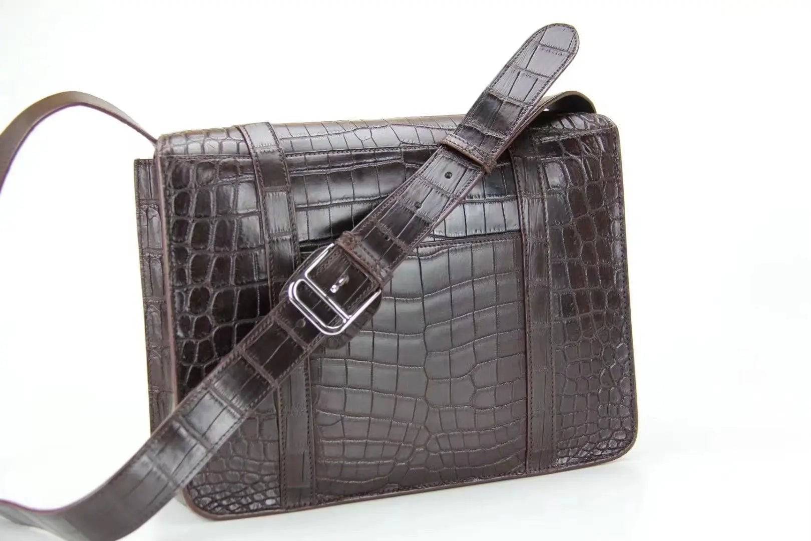 Crocodile Leather Messenger Postman  Cross Body Messenger Bag