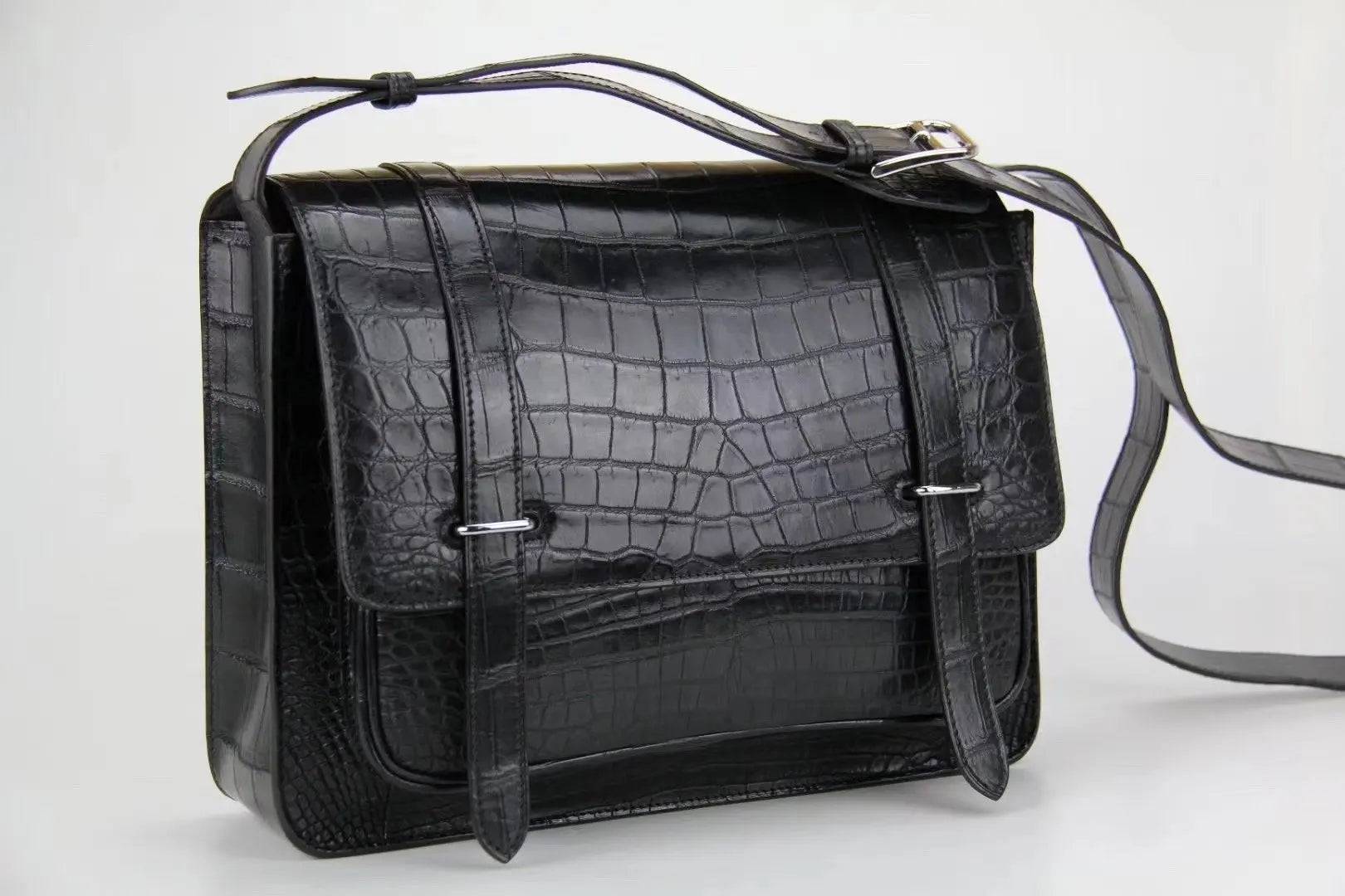 Crocodile Leather Messenger Postman  Cross Body Messenger Bag