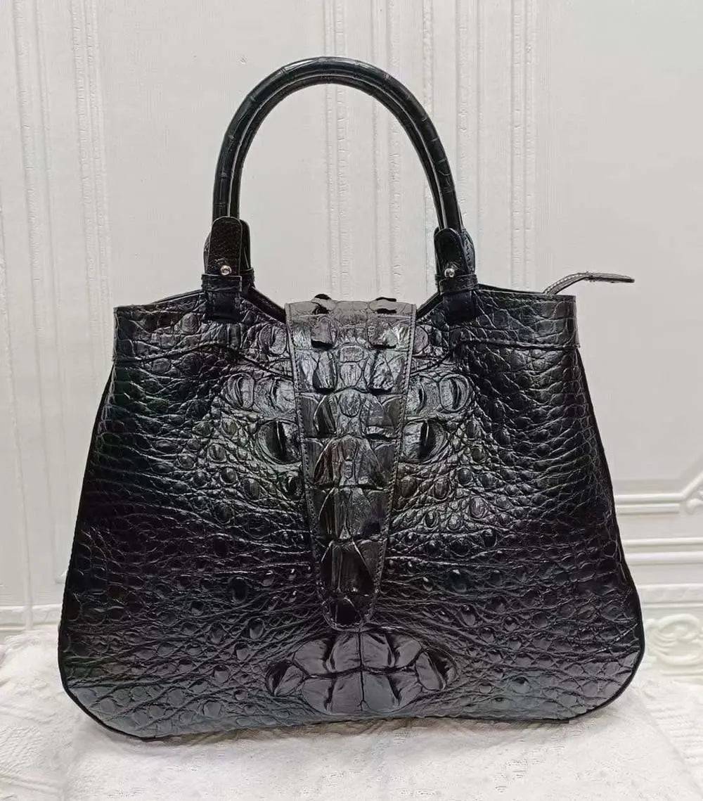 Crocodile Leather Top Handle Shoulder Bag