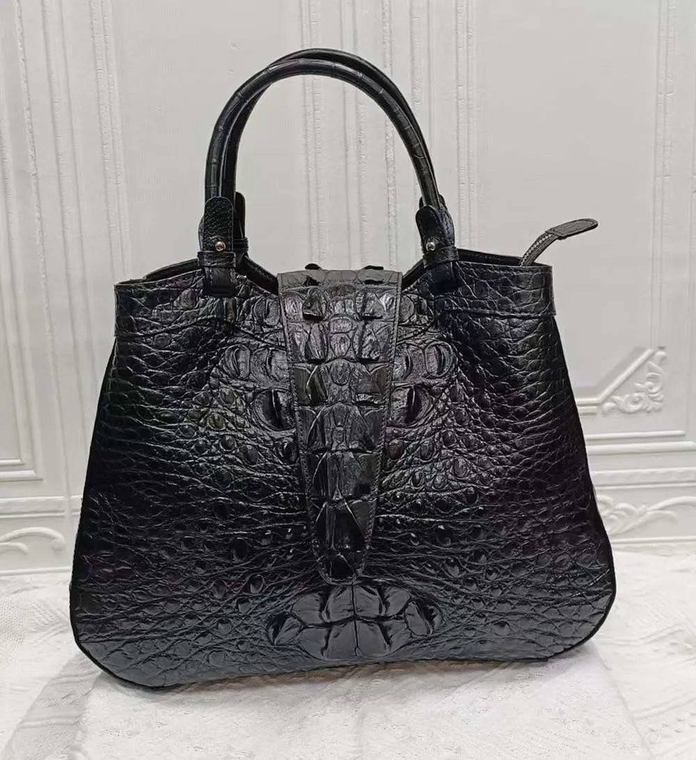 Crocodile Leather Top Handle Shoulder Bag