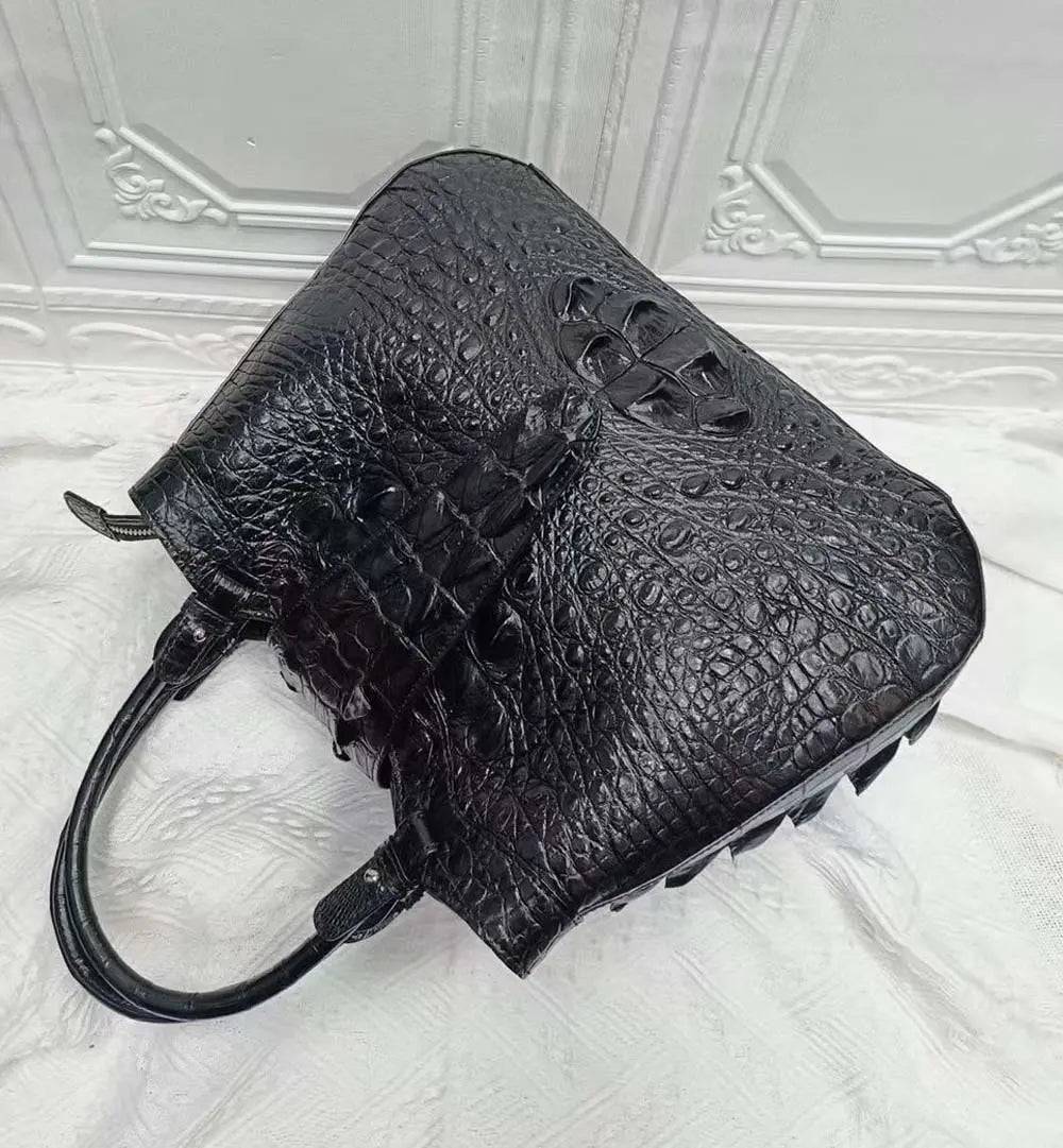 Crocodile Leather Top Handle Shoulder Bag