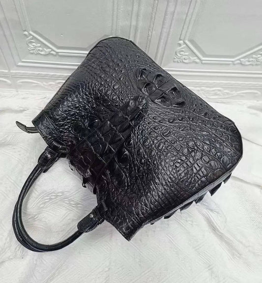 Crocodile Leather Top Handle Shoulder Bag