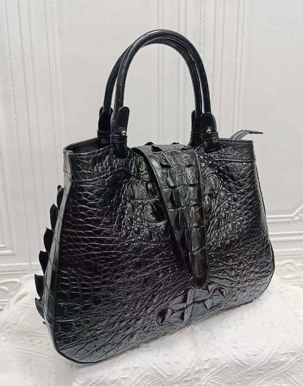 Crocodile Leather Top Handle Shoulder Bag