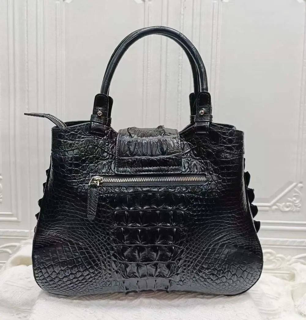 Crocodile Leather Top Handle Shoulder Bag