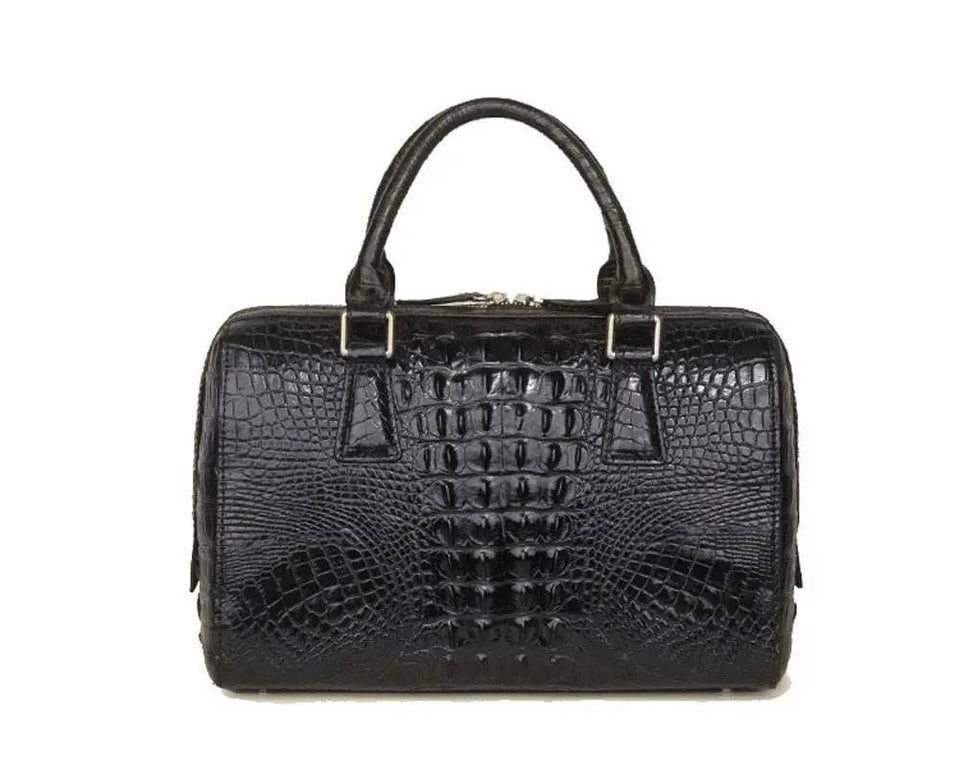 Crocodile Skin  Leather Boston Satchel Bags