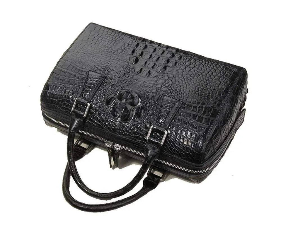 Crocodile Skin  Leather Boston Satchel Bags