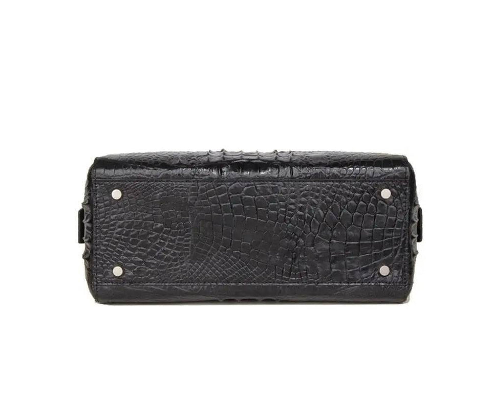 Crocodile Skin  Leather Boston Satchel Bags
