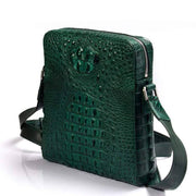Crocodile Skin  Leather Crossbody Bag  Dark Green