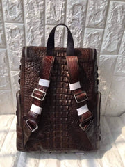Unisex Crocodile Skin Leather Large Backpack