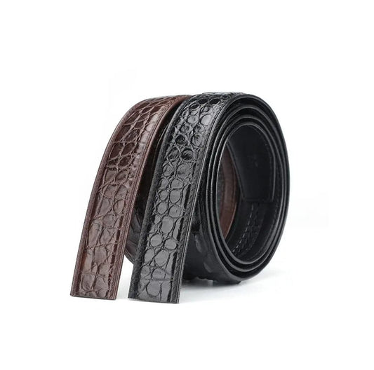 Crocodile Skin Bone Leather Waist Belt Without Buckle