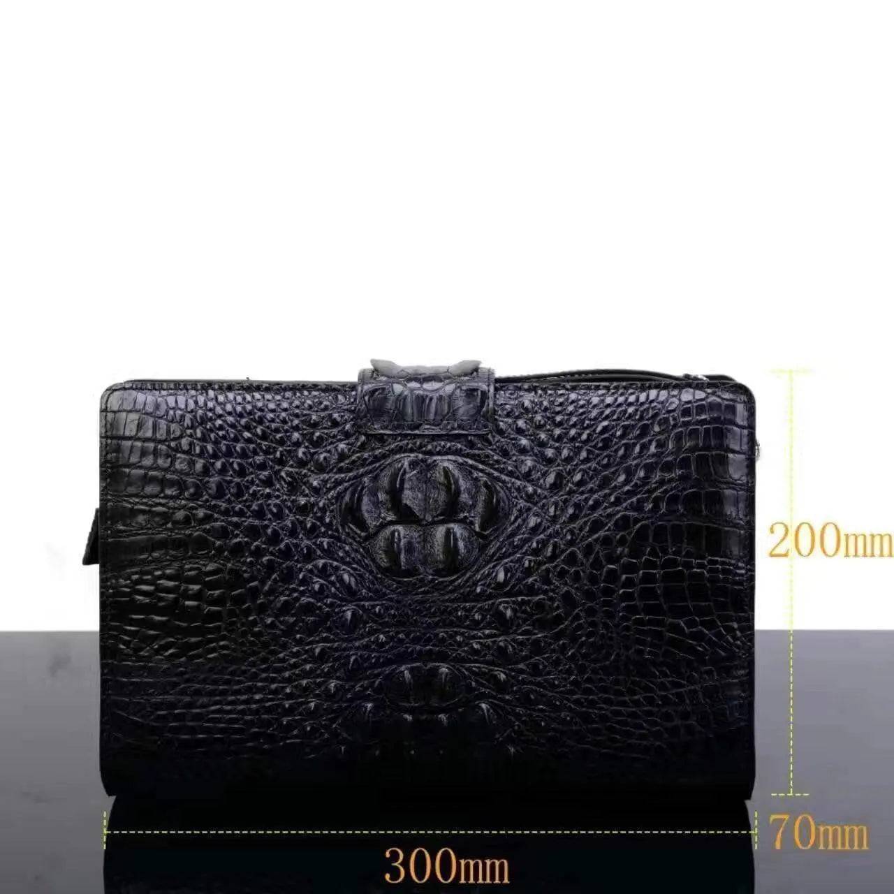 Crocodile Skin Leather Mens Zip Case Clutch Bag