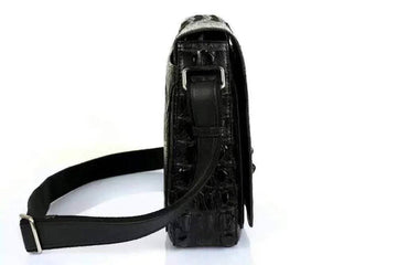 Crocodile Skin Leather Postman Bag, Expandable Messenger Bag,School Bag