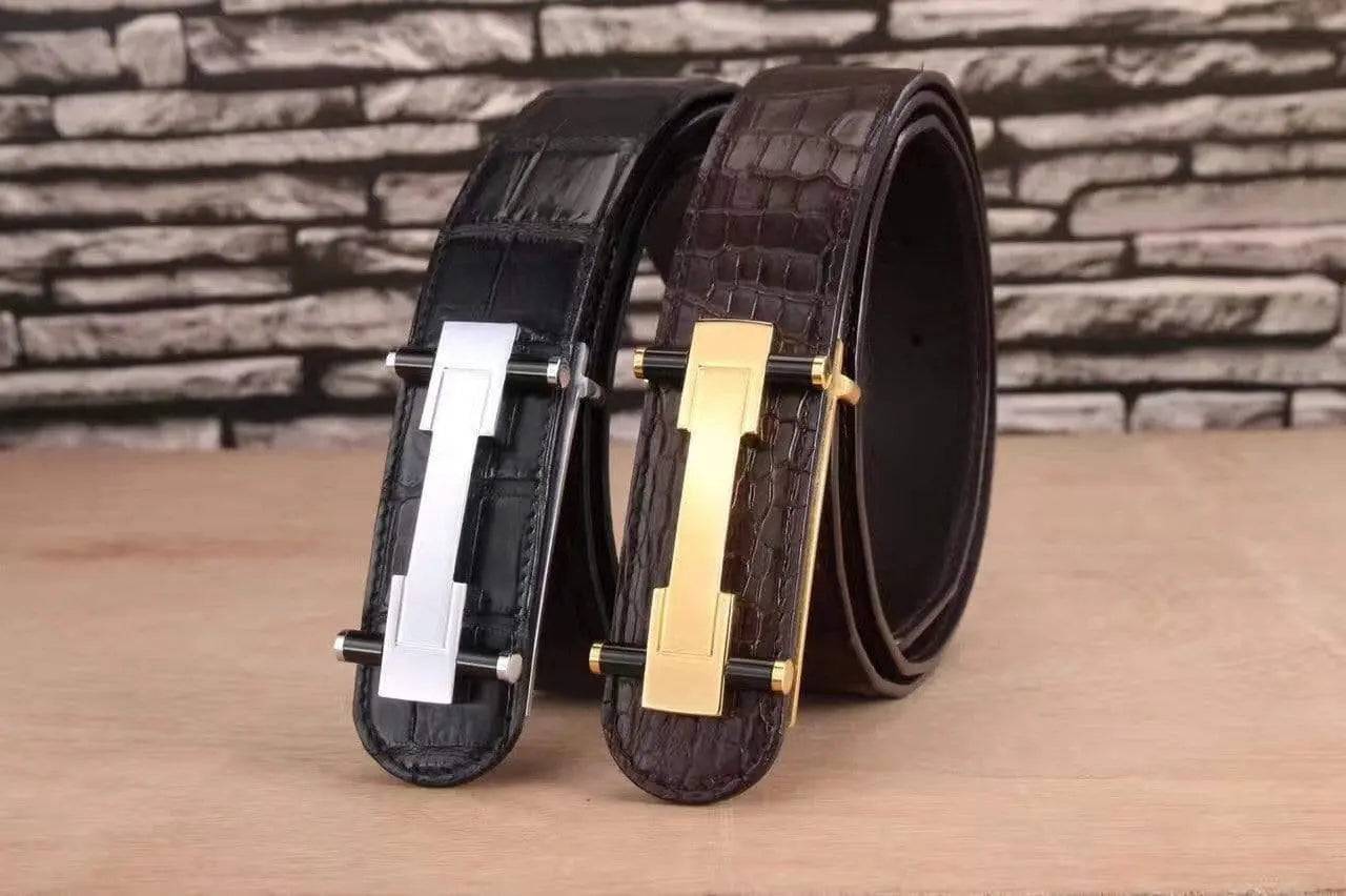 Crocodile Skin Single  Row Backbone Belt  For Mens Belt