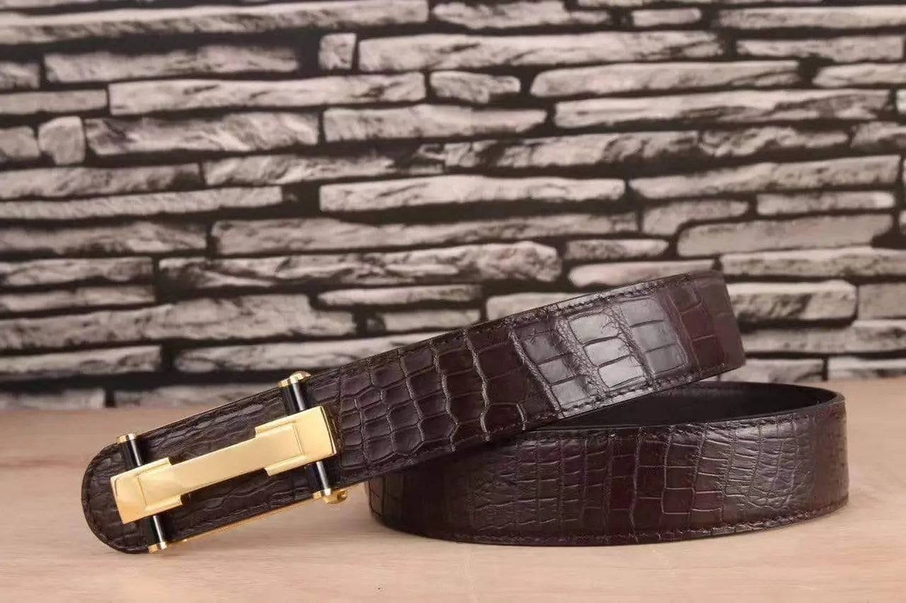 Crocodile Skin Single  Row Backbone Belt  For Mens Belt