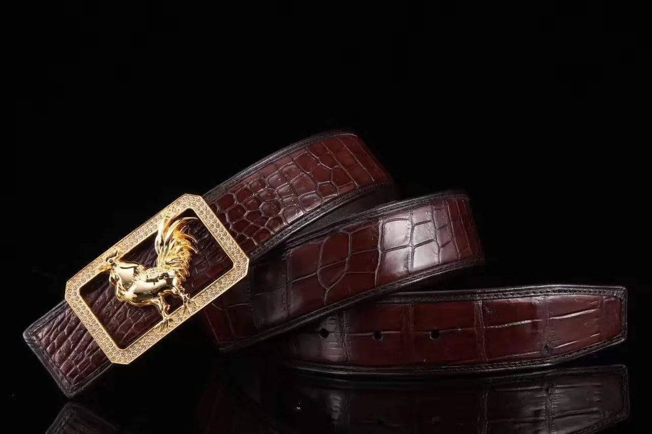 Crocodile Skin With Rooster Square Outline Diamond