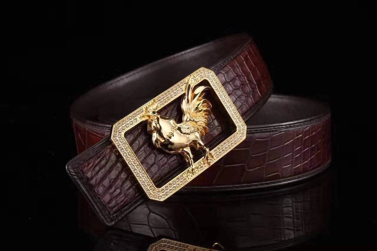 Crocodile Skin With Rooster Square Outline Diamond