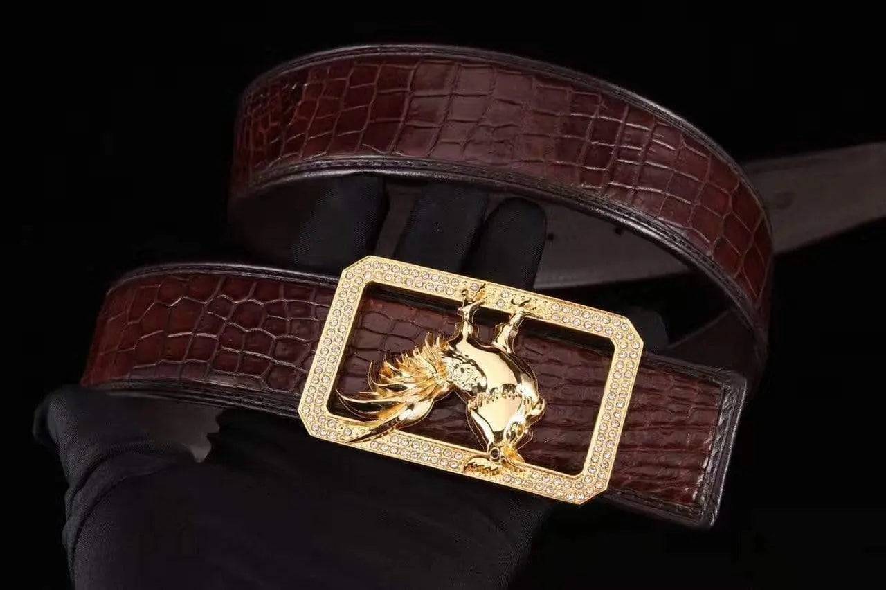 Crocodile Skin With Rooster Square Outline Diamond