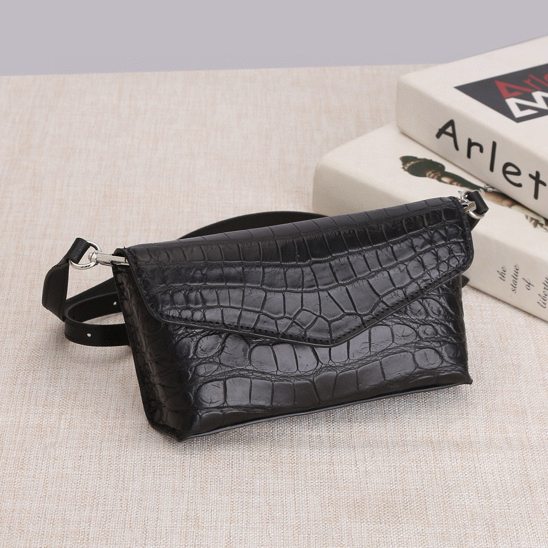 Genuine Crocodile Skin Leather Mini Cross Body Bag, Crocodile Leather Phone Bag