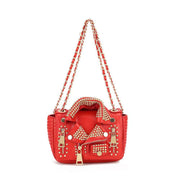 Fashion Punk Bags Black Studded Biker Jacket Shoulder Bag
