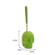 3D Skull Handle Bag ,Mini Skull Bags, Fashion 3D Skull Suede Wrist Handle Bag